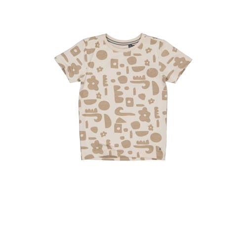 LEVV T-shirt KEJE met all over print beige/bruin Jongens Katoen Ronde ...