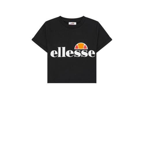 Ellesse cropped T-shirt zwart Meisjes Katoen Ronde hals Logo - 140-146