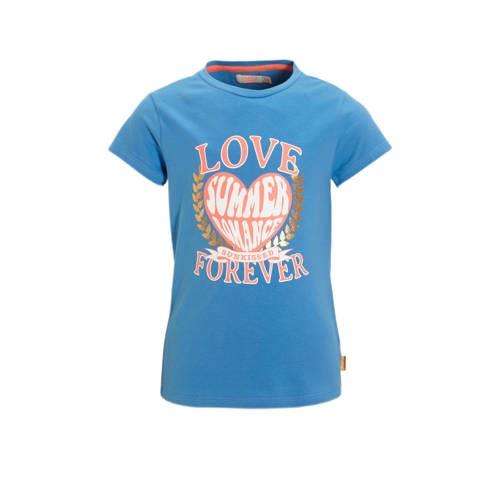 Orange Stars T-shirt Phaedra met printopdruk blauw Meisjes Katoen Rond...