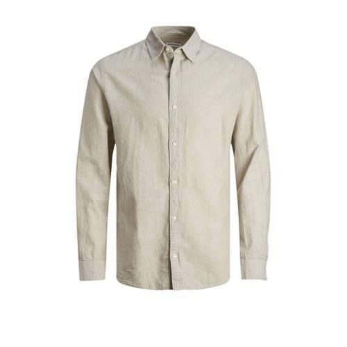 JACK & JONES JUNIOR overhemd JJELINEN BLEND beige Jongens Katoen Klass...