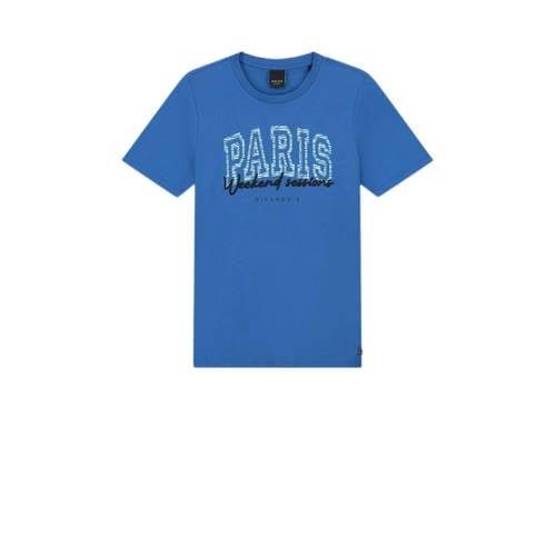 NIK&NIK T-shirt Paris met tekst helderblauw Meisjes Katoen Ronde hals ...