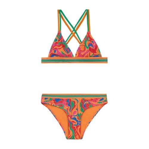 Shiwi triangel bikini Luna oranje/groen Meisjes Gerecycled polyester A...