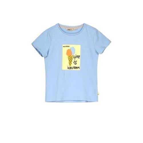 Moodstreet T-shirt met printopdruk lichtblauw Meisjes Stretchkatoen Ro...