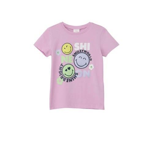 s.Oliver T-shirt met printopdruk roze Meisjes Katoen Ronde hals Printo...