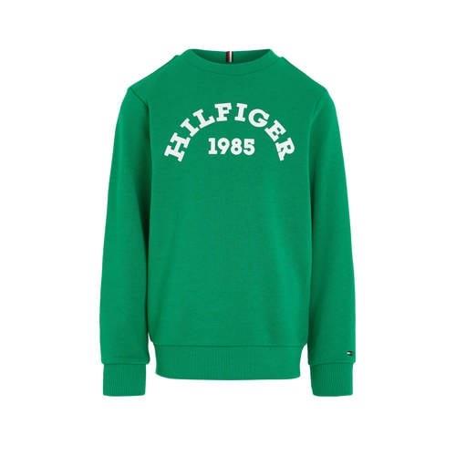 Tommy Hilfiger sweater met logo groen Logo - 176 | Sweater van Tommy H...