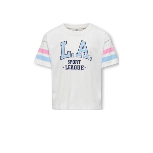 KIDS ONLY GIRL T-shirt KOGVERA LIFE met printopdruk wit/lichtblauw/roz...