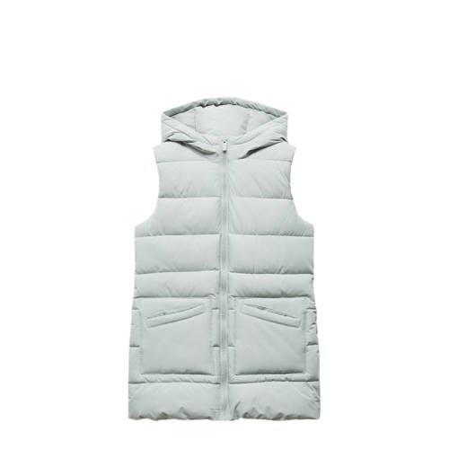 Mango Kids bodywarmer mintgroen Meisjes Polyester Capuchon Effen - 116