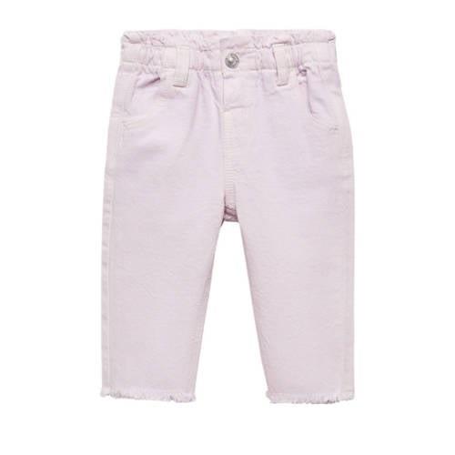 Mango Kids straight fit jeans lichtroze Meisjes Katoen Effen - 92