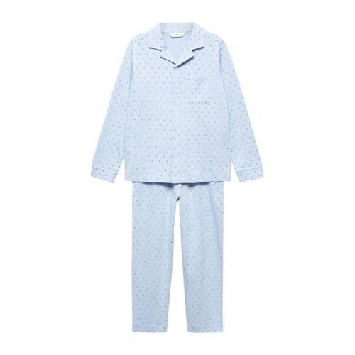 Mango Kids pyjama met all over print lichtblauw/donkerblauw Jongens Ka...