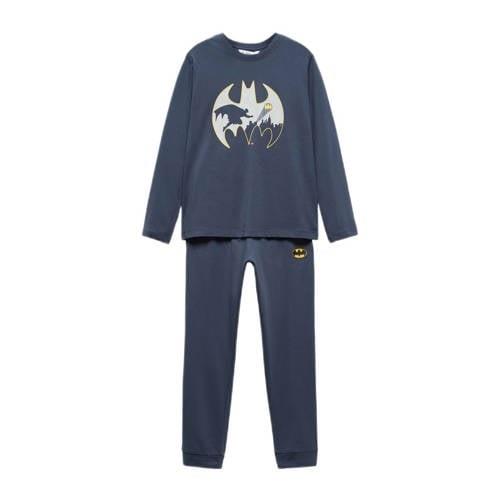 Mango Kids Batman pyjama met printopdruk donkerblauw Jongens Katoen Ro...