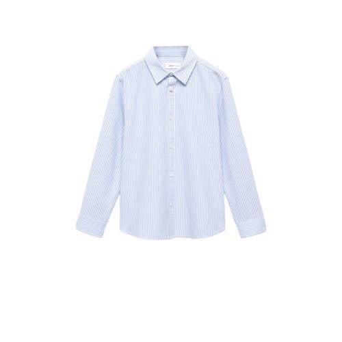 Mango Kids gestreepte blouse wit/blauw Meisjes Katoen Klassieke kraag ...
