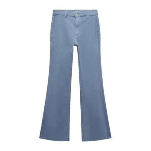 Mango Kids flared jeans blauw Meisjes Katoen Effen - 152(XXS)