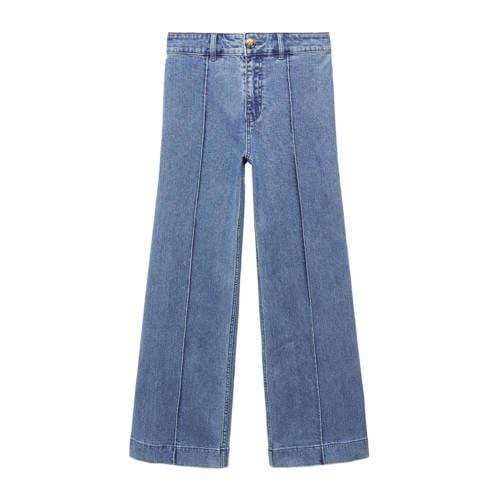 Mango Kids wide leg jeans light blue denim Blauw Effen - 158(XS)