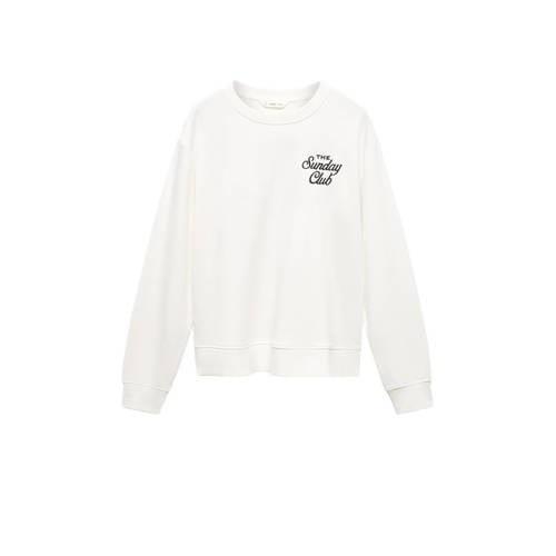 Mango Kids sweater met tekst wit Tekst - 158(XS) | Sweater van Mango K...