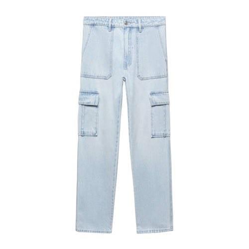 Mango Kids straight fit jeans changeant blauw Meisjes Katoen Effen - 1...