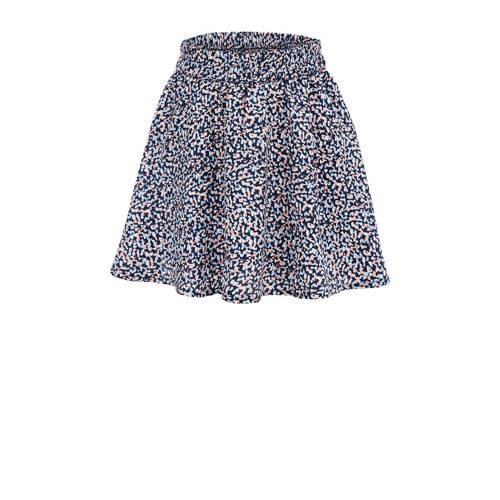 WE Fashion rok met all over print donkerblauw Meisjes Gerecycled polye...