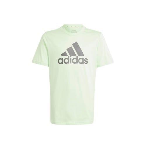 adidas Sportswear T-shirt lichtgroen/grijs Jongens/Meisjes Katoen Rond...