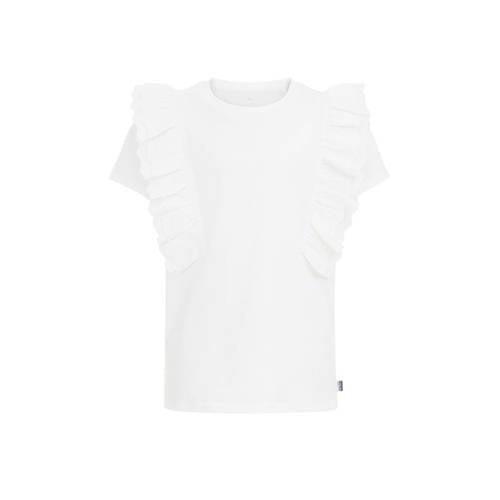 WE Fashion T-shirt wit Top Meisjes Biologisch katoen Ronde hals Effen ...
