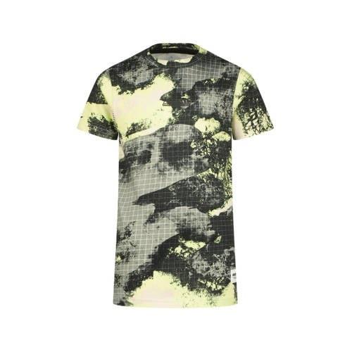 Raizzed T-shirt Zinder met all over print geel/zand/zwart Jongens Kato...
