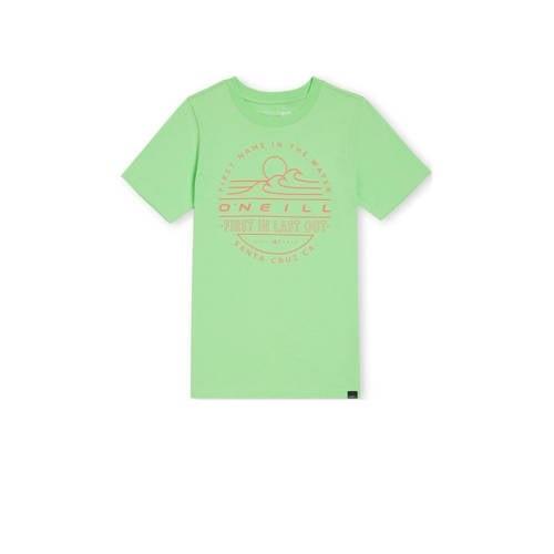 O'Neill T-shirt met printopdruk neon groen Jongens Katoen Ronde hals P...