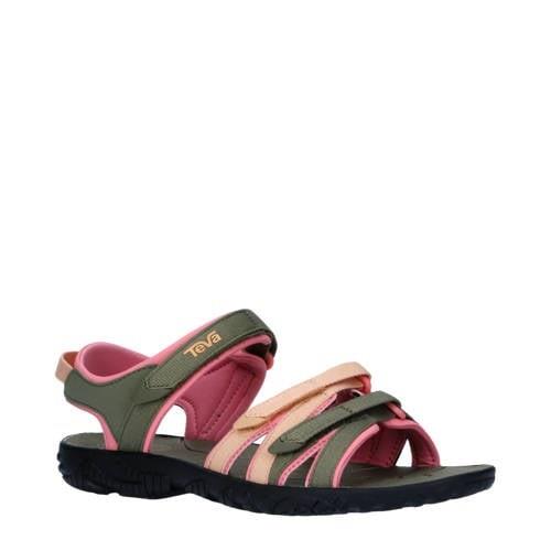 Teva Tirra sandalen olijfroen/zalm Groen Meisjes Textiel Meerkleurig -...