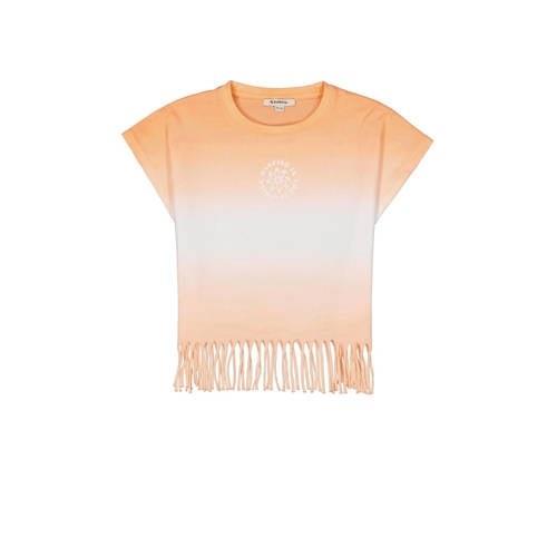 Garcia dip-dye T-shirt oranje/lichtblauw Meisjes Katoen Ronde hals Dip...