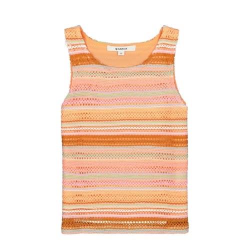Garcia gestreept T-shirt van polyester oranje/roze/bruin Streep - 164/...