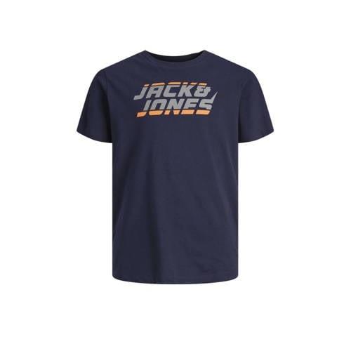 JACK & JONES JUNIOR T-shirt JCOKAPPER met logo donkerblauw Jongens Kat...