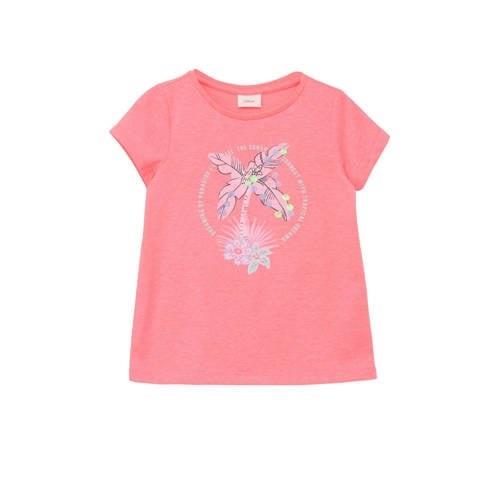 s.Oliver T-shirt met printopdruk roze Meisjes Polyester Ronde hals Pri...