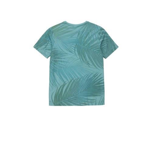 s.Oliver T-shirt met bladprint blauw Jongens Polyester Ronde hals Blad...