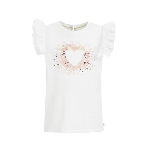 WE Fashion T-shirt met printopdruk Wit Meisjes Katoen Ronde hals Print...