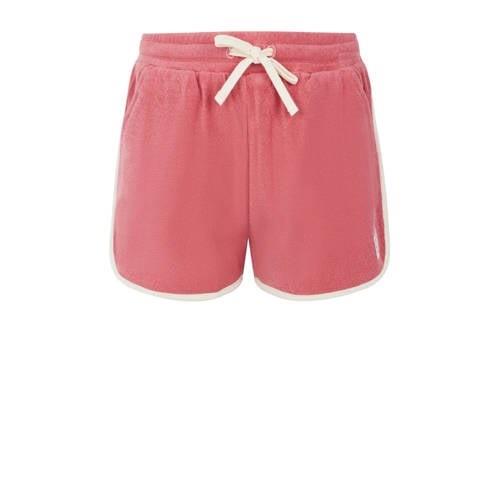 Protest badstof casual short met zijstreep donkerroze/wit Korte broek ...