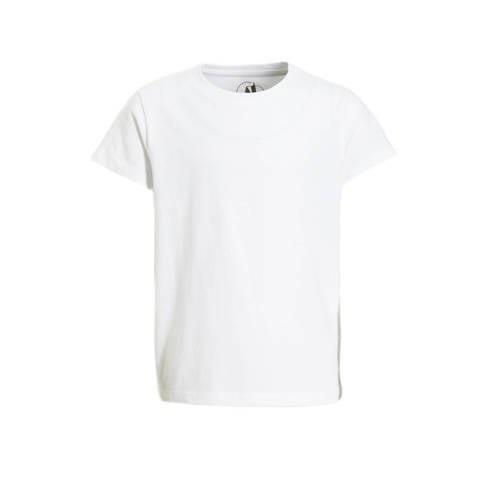 anytime basic T-shirt wit Meisjes Katoen Ronde hals Effen - 98/104
