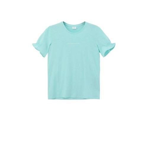 s.Oliver T-shirt blauw Meisjes Katoen Ronde hals Effen - 158/164