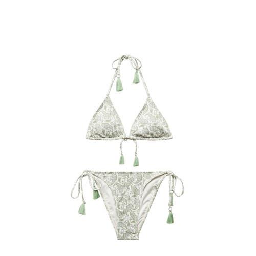 Mango Kids triangel bikini wit/groen Meisjes Polyester Paisley - 172(L...