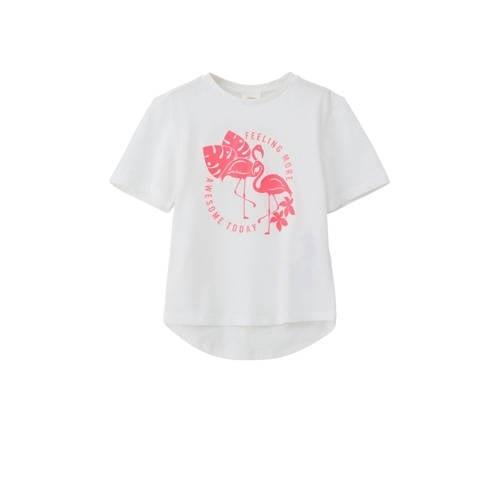 s.Oliver T-shirt met printopdruk Wit Meisjes Polyester Ronde hals Prin...