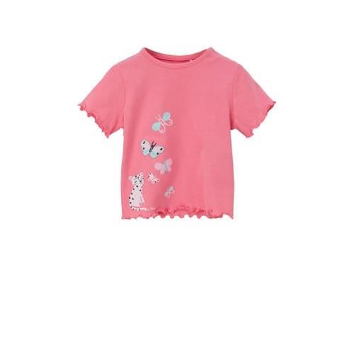 s.Oliver baby T-shirt met printopdruk roze Meisjes Katoen Ronde hals P...