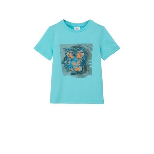 s.Oliver T-shirt met printopdruk blauw Meisjes Katoen Ronde hals Print...