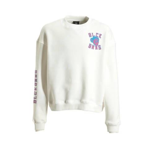 BLACK BANANAS sweater JR. VIBES met printopdruk wit/blauw/roze Printop...