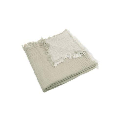 Jollein ledikantdeken 120x120cm Fringe Olive Green/Ivory Babydeken Gro...