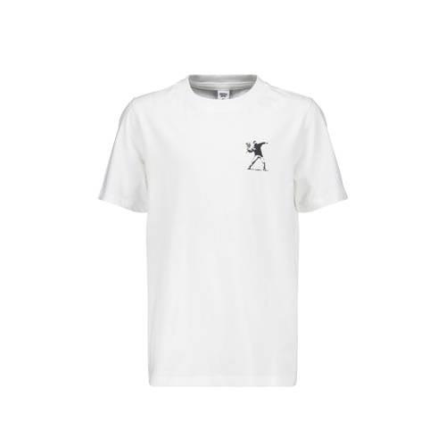America Today T-shirt met backprint wit/zwart Jongens Katoen Ronde hal...