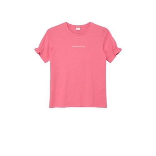 s.Oliver T-shirt Roze Meisjes Katoen Ronde hals Effen - 146/152