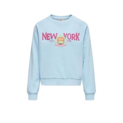 KIDS ONLY GIRL sweater KOGGOLDIE met tekst lichtblauw Tekst - 134/140