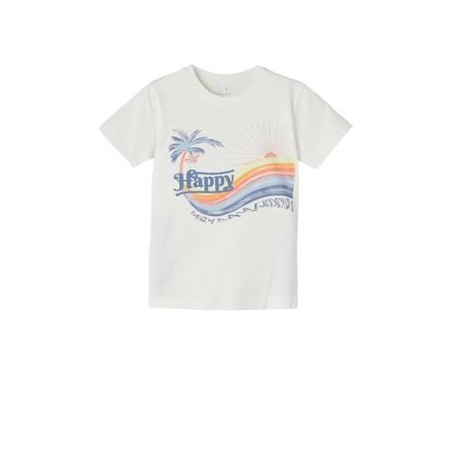 NAME IT MINI T-shirt NMMPFREDDI met printopdruk wit Jongens Katoen Ron...