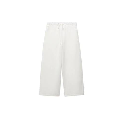 Mango Kids broek wit Meisjes Viscose Effen - 128 | Broek van Mango Kid...