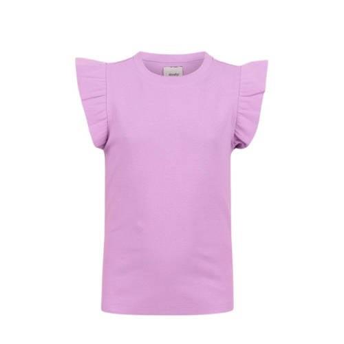 Shoeby T-shirt met ruches paars Meisjes Stretchkatoen Ronde hals Effen...