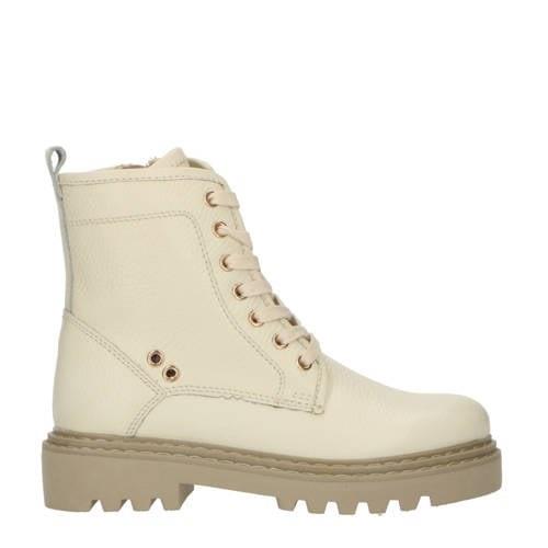 PS Poelman leren veterboots beige Meisjes Leer Effen - 37