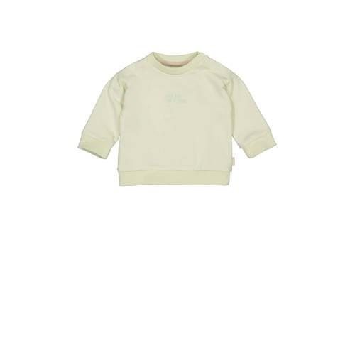 Quapi baby sweater met tekst en borduursels lichtgeel Tekst - 74