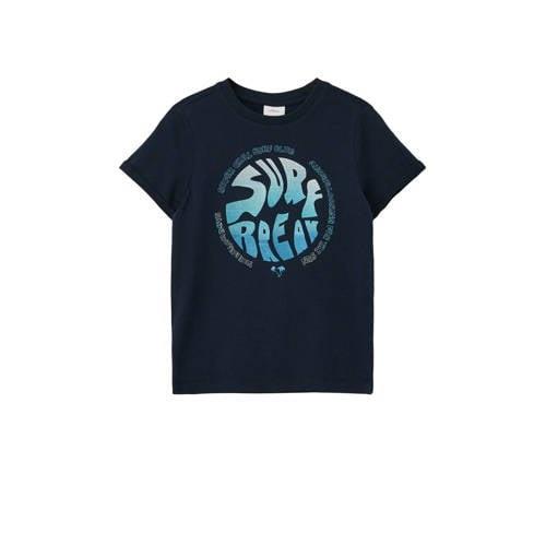 s.Oliver T-shirt met printopdruk donkerblauw Jongens Katoen Ronde hals...