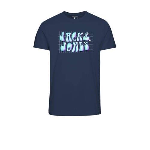 JACK & JONES JUNIOR T-shirt JCOFLOWER met printopdruk donkerblauw Jong...